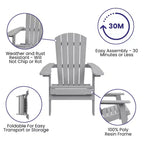 Merrick Lane Set of 2 Poly Resin Folding Adirondack Lounge Chair - All-Weather Indoor/Outdoor Patio Chair