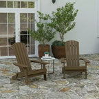 Merrick Lane Set of 2 Poly Resin Folding Adirondack Lounge Chair - All-Weather Indoor/Outdoor Patio Chair