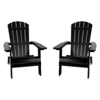 Merrick Lane Set of 2 Poly Resin Folding Adirondack Lounge Chair - All-Weather Indoor/Outdoor Patio Chair