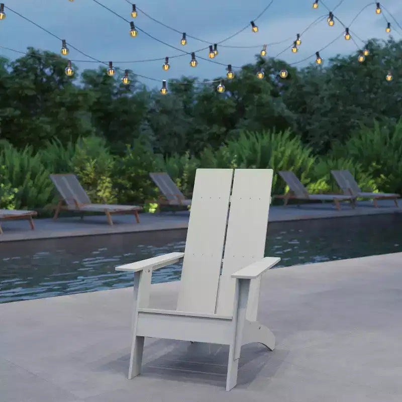 Merrick Lane Modern 2 Slat Back All-Weather Poly Resin Wood Adirondack Chair