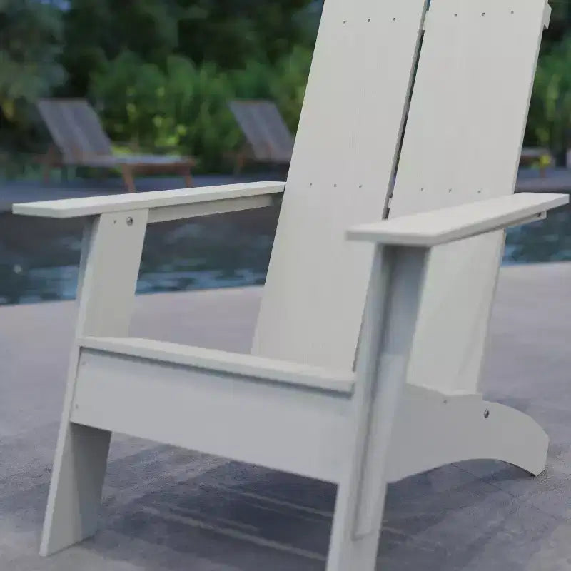 Merrick Lane Modern 2 Slat Back All-Weather Poly Resin Wood Adirondack Chair