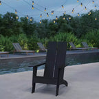 Merrick Lane Modern 2 Slat Back All-Weather Poly Resin Wood Adirondack Chair