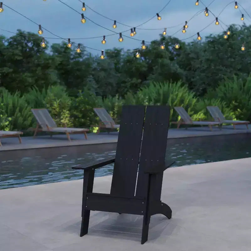 Merrick Lane Modern 2 Slat Back All-Weather Poly Resin Wood Adirondack Chair