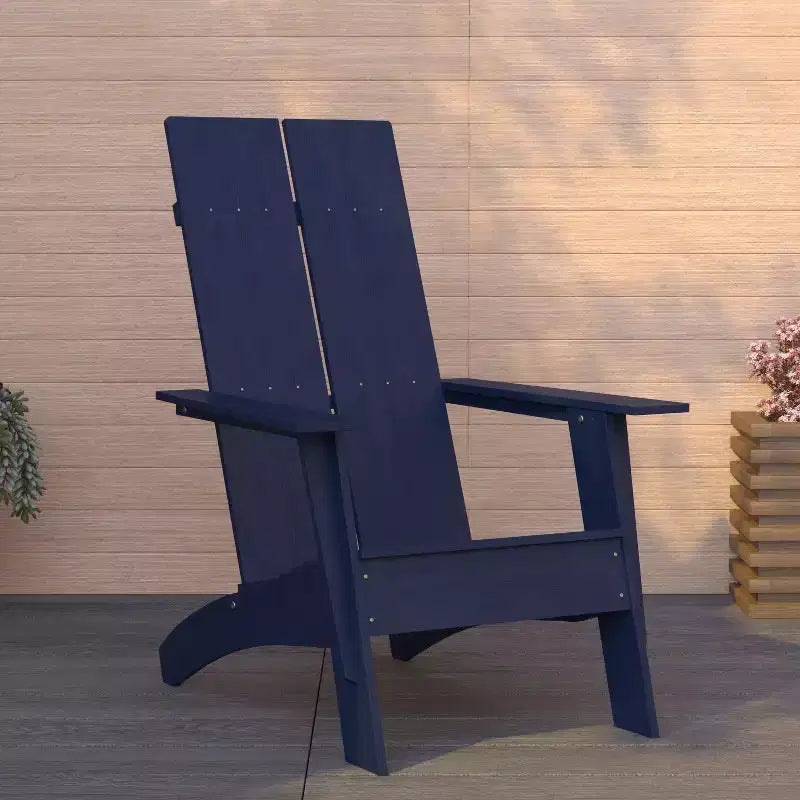 Merrick Lane Modern 2 Slat Back All-Weather Poly Resin Wood Adirondack Chair