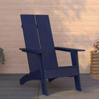 Merrick Lane Modern 2 Slat Back All-Weather Poly Resin Wood Adirondack Chair