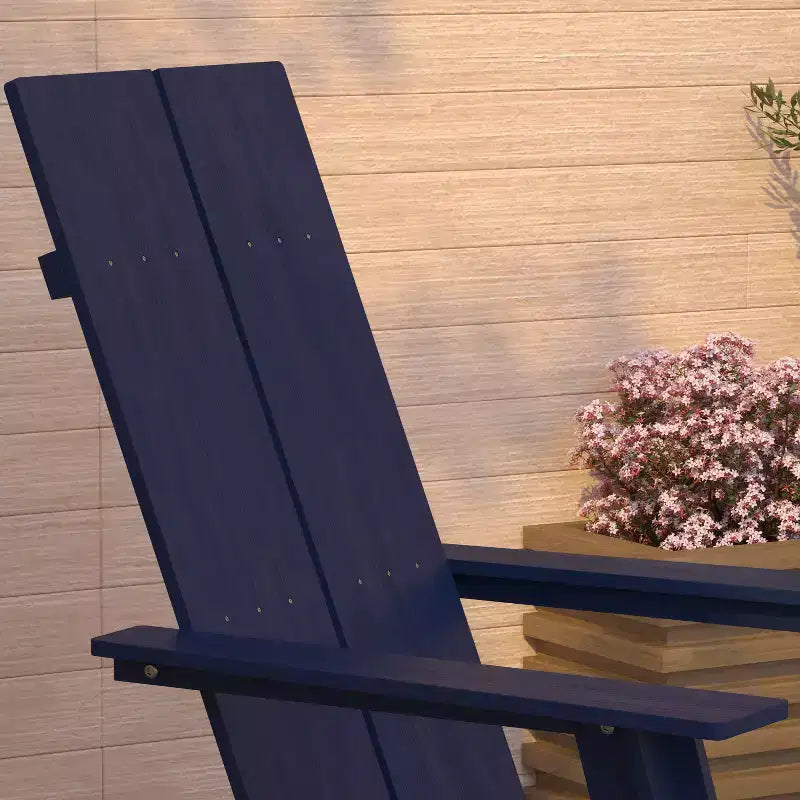 Merrick Lane Modern 2 Slat Back All-Weather Poly Resin Wood Adirondack Chair