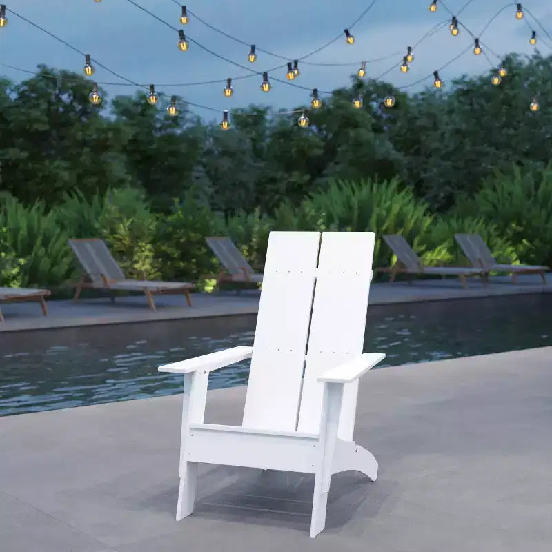 Merrick Lane Modern 2 Slat Back All-Weather Poly Resin Wood Adirondack Chair