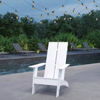 Merrick Lane Modern 2 Slat Back All-Weather Poly Resin Wood Adirondack Chair