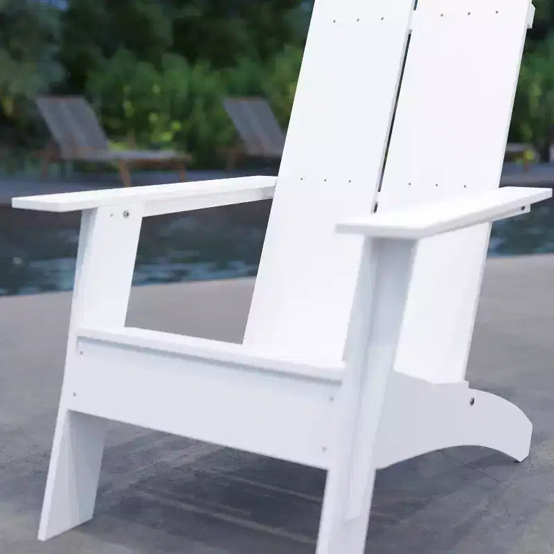 Merrick Lane Modern 2 Slat Back All-Weather Poly Resin Wood Adirondack Chair
