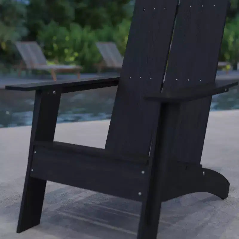 Merrick Lane Modern 2 Slat Back All-Weather Poly Resin Wood Adirondack Chair