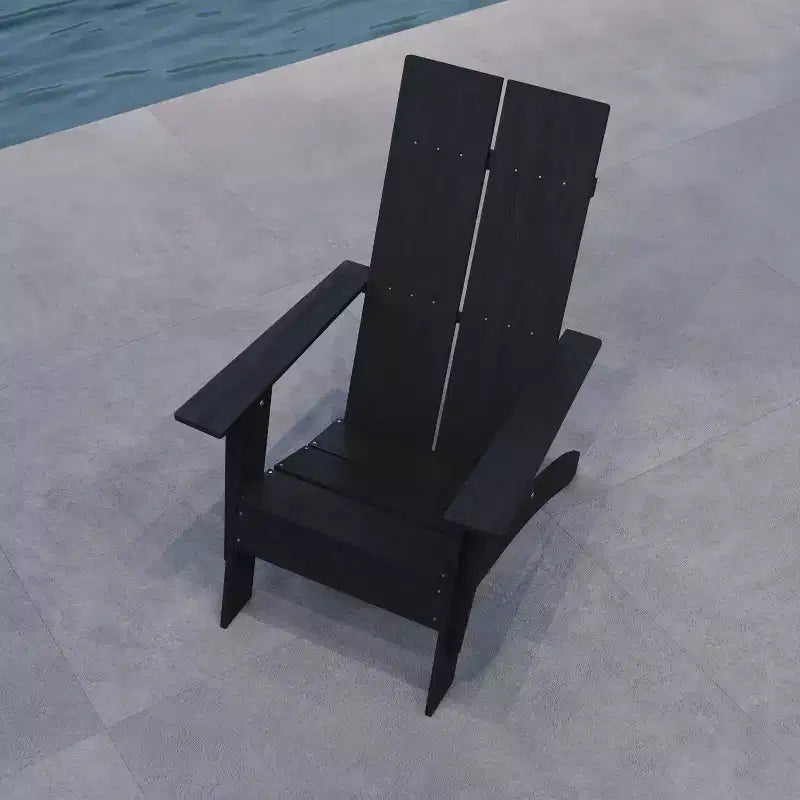 Merrick Lane Modern 2 Slat Back All-Weather Poly Resin Wood Adirondack Chair