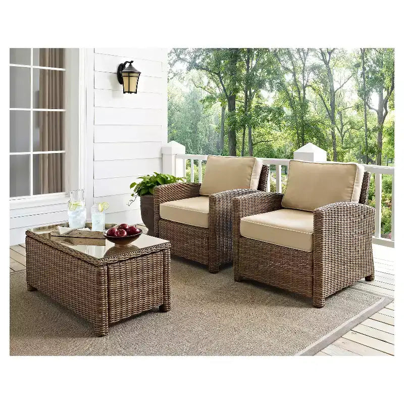 Bradenton 2pc Outdoor Wicker Armchair Set - Crosley