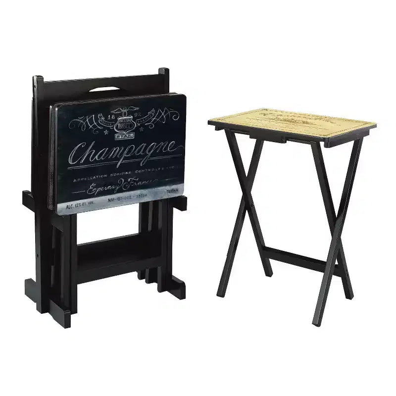 Set di 4 vassoi da tavolo TV con etichetta vino Evergreen, vassoi rettangolari pieghevoli da divano, tavolini decorativi salvaspazio per attività domestiche