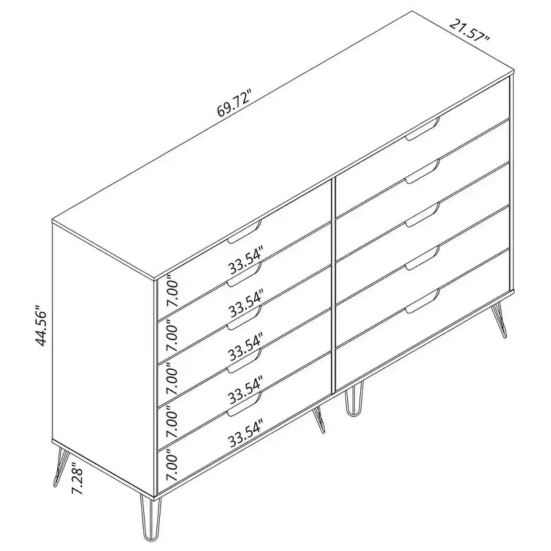 Rockefeller 10 Drawer Double Tall Dresser - Manhattan Comfort