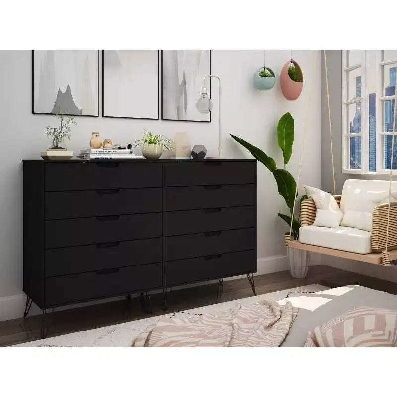 Rockefeller 10 Drawer Double Tall Dresser - Manhattan Comfort