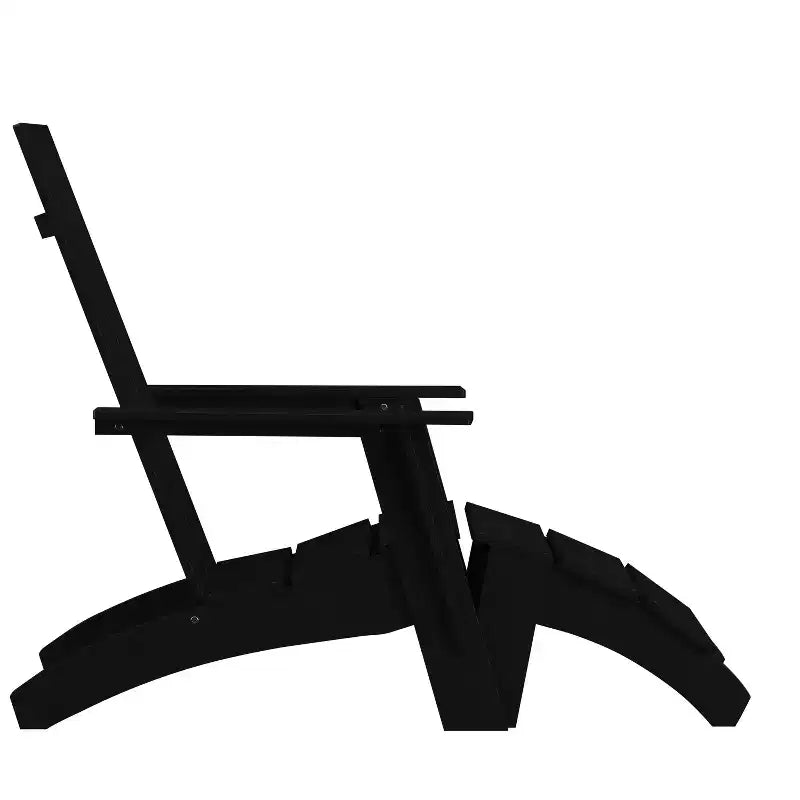 Flash Furniture Set of 2 Sawyer Modern All-Weather Poly Resin Wood Adirondack Chairs with Foot Rests