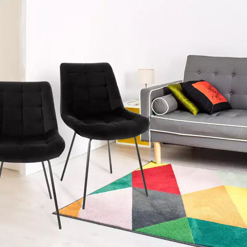 Elama 2 Piece Tufted Chair in Brown with Metal Legs