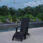 Merrick Lane Set of 2 Adirondack Slatted Back Patio Chairs With Accompanying Foot Ottomans