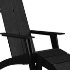 Merrick Lane Adirondack Modern Slatted Back Patio Chair With Accompanying Foot Ottoman