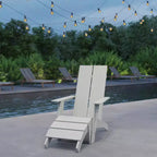 Merrick Lane Adirondack Modern Slatted Back Patio Chair With Accompanying Foot Ottoman