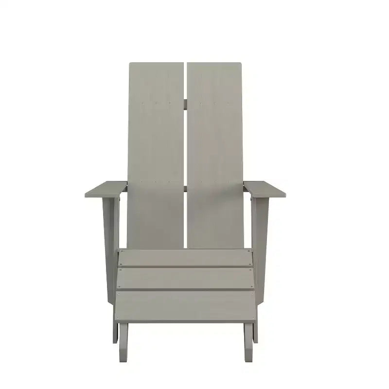 Merrick Lane Adirondack Modern Slatted Back Patio Chair With Accompanying Foot Ottoman