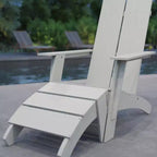 Merrick Lane Adirondack Modern Slatted Back Patio Chair With Accompanying Foot Ottoman