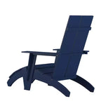 Merrick Lane Adirondack Modern Slatted Back Patio Chair With Accompanying Foot Ottoman