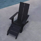 Merrick Lane Adirondack Modern Slatted Back Patio Chair With Accompanying Foot Ottoman