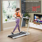 Tapis roulant pieghevole 3 in 1 Costway 2.25HP con tavolo, altoparlante e telecomando, per casa e ufficio, bianco