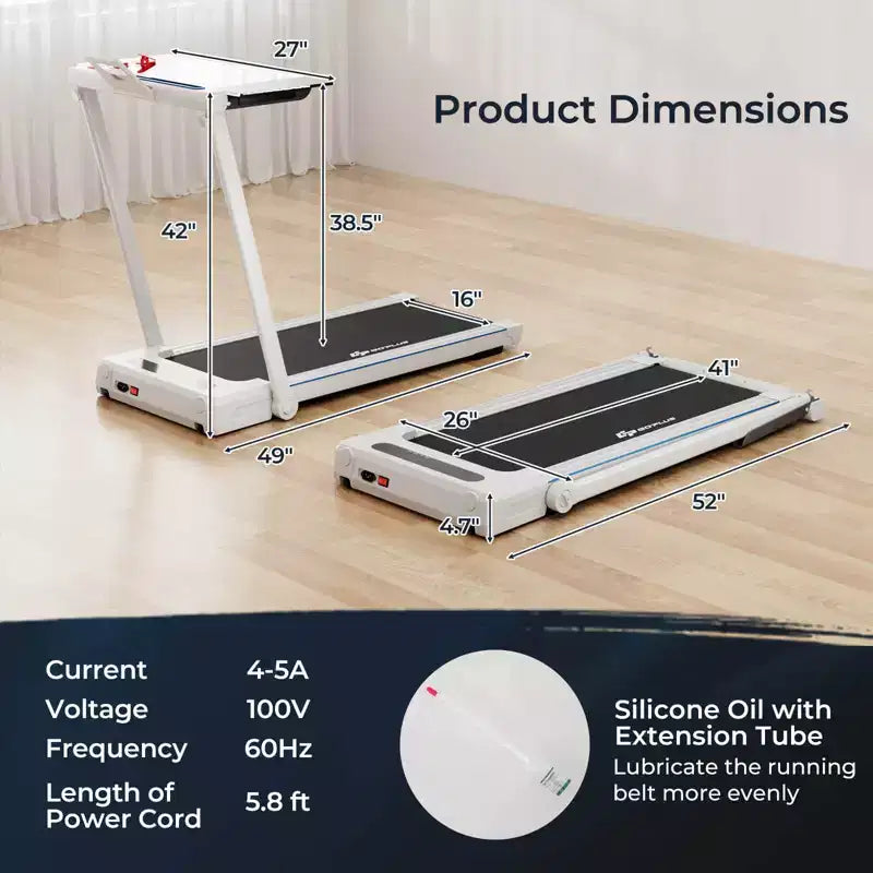 Tapis roulant pieghevole 3 in 1 Costway 2.25HP con tavolo, altoparlante e telecomando, per casa e ufficio, bianco