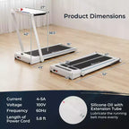Tapis roulant pieghevole 3 in 1 Costway 2.25HP con tavolo, altoparlante e telecomando, per casa e ufficio, bianco