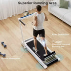 Tapis roulant pieghevole 3 in 1 Costway 2.25HP con tavolo, altoparlante e telecomando, per casa e ufficio, bianco