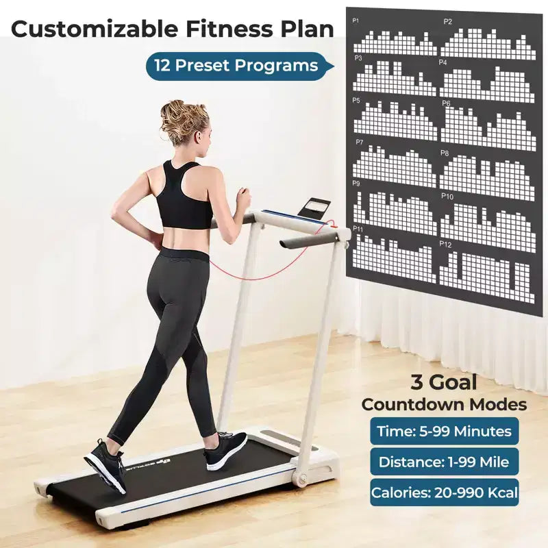 Tapis roulant pieghevole 3 in 1 Costway 2.25HP con tavolo, altoparlante e telecomando, per casa e ufficio, bianco