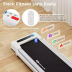 Tapis roulant pieghevole 3 in 1 Costway 2.25HP con tavolo, altoparlante e telecomando, per casa e ufficio, bianco