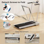 Tapis roulant pieghevole 3 in 1 Costway 2.25HP con tavolo, altoparlante e telecomando, per casa e ufficio, bianco