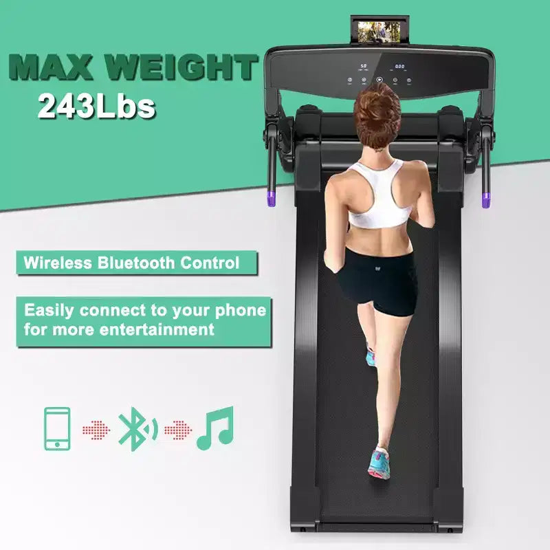 Costway 3HP Folding Electric Treadmill Running Machine w/ Speaker Red\Blue\Silver\Purple