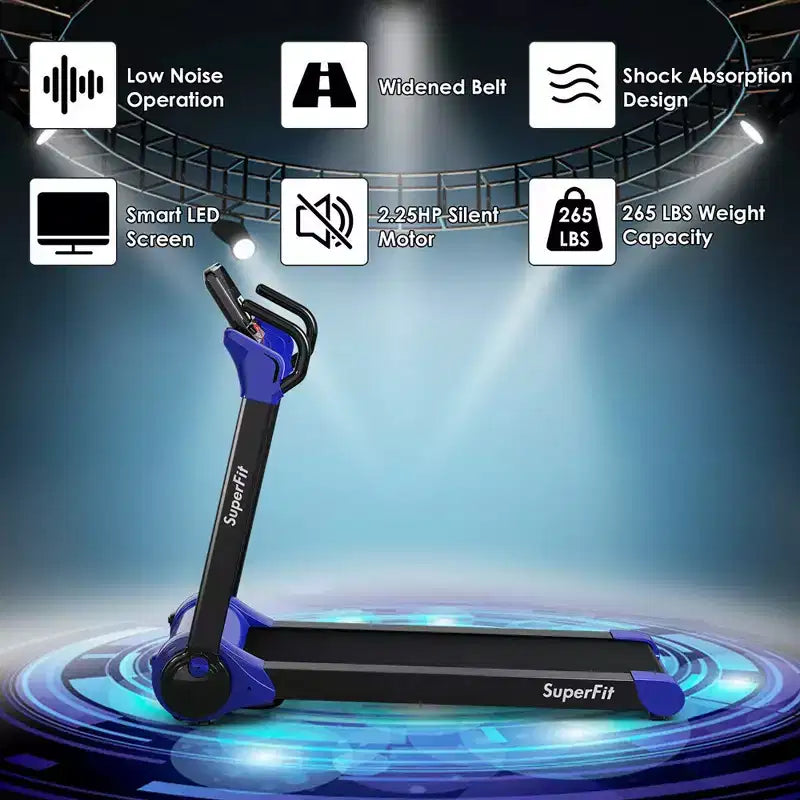 Tapis Roulant Elettrico Pieghevole Costway 2.25HP con Altoparlante Bianco\Nero\Blu