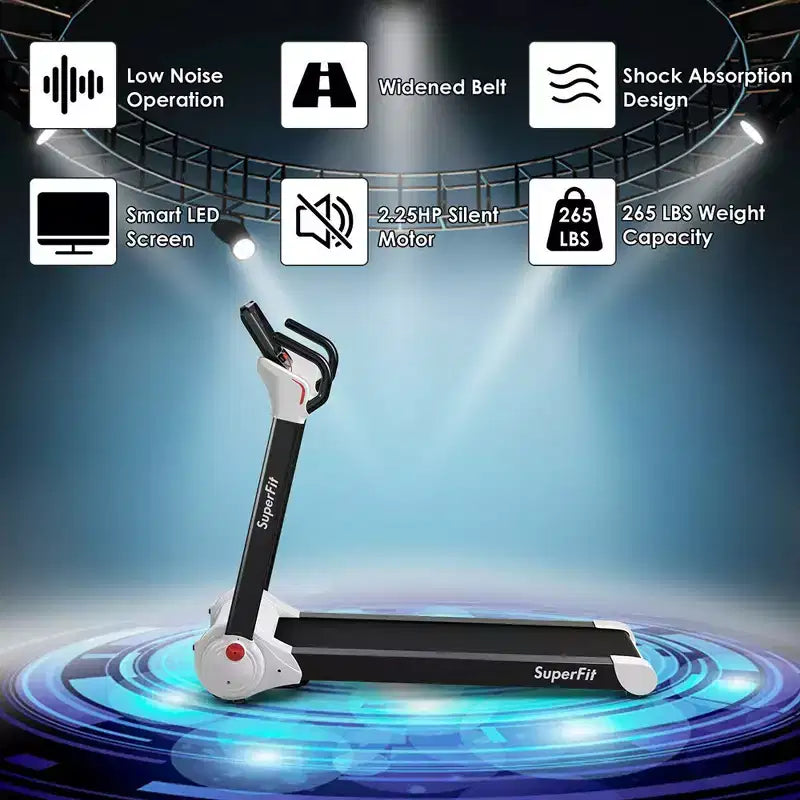 Tapis Roulant Elettrico Pieghevole Costway 2.25HP con Altoparlante Bianco\Nero\Blu