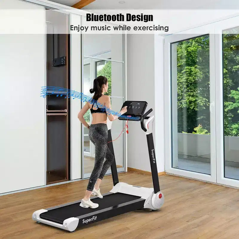 Tapis Roulant Elettrico Pieghevole Costway 2.25HP con Altoparlante Bianco\Nero\Blu