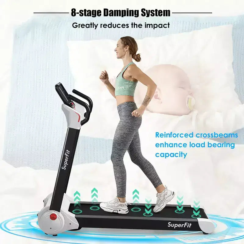 Tapis Roulant Elettrico Pieghevole Costway 2.25HP con Altoparlante Bianco\Nero\Blu