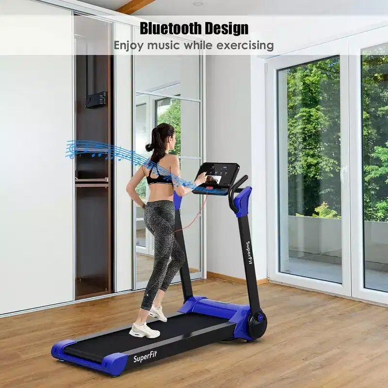 Tapis Roulant Elettrico Pieghevole Costway 2.25HP con Altoparlante Bianco\Nero\Blu