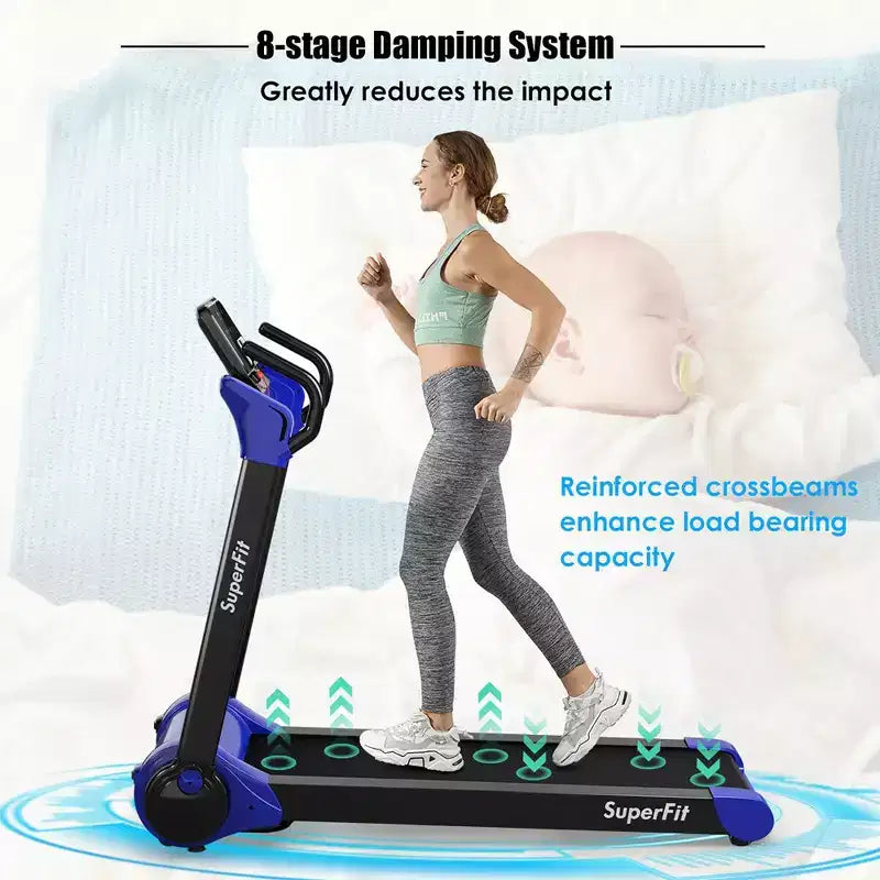 Tapis Roulant Elettrico Pieghevole Costway 2.25HP con Altoparlante Bianco\Nero\Blu