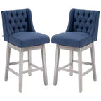 HOMCOM Set di 2 Sgabelli da Bar, Girevoli a 180°, Altezza 76cm con Poggiapiedi in Legno e Bottoni Decorativi