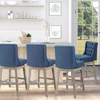 HOMCOM Set di 2 Sgabelli da Bar, Girevoli a 180°, Altezza 76cm con Poggiapiedi in Legno e Bottoni Decorativi