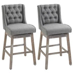 HOMCOM Set di 2 Sgabelli da Bar, Girevoli a 180°, Altezza 76cm con Poggiapiedi in Legno e Bottoni Decorativi