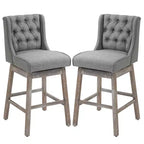 HOMCOM Set di 2 Sgabelli da Bar, Girevoli a 180°, Altezza 76cm con Poggiapiedi in Legno e Bottoni Decorativi