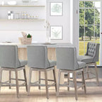HOMCOM Set di 2 Sgabelli da Bar, Girevoli a 180°, Altezza 76cm con Poggiapiedi in Legno e Bottoni Decorativi