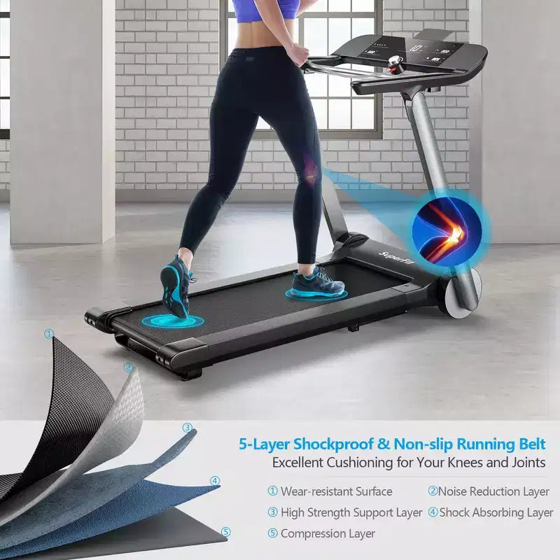 Tapis roulant elettrico pieghevole Costway, macchina da jogging, 10 programmi preimpostati, Bluetooth