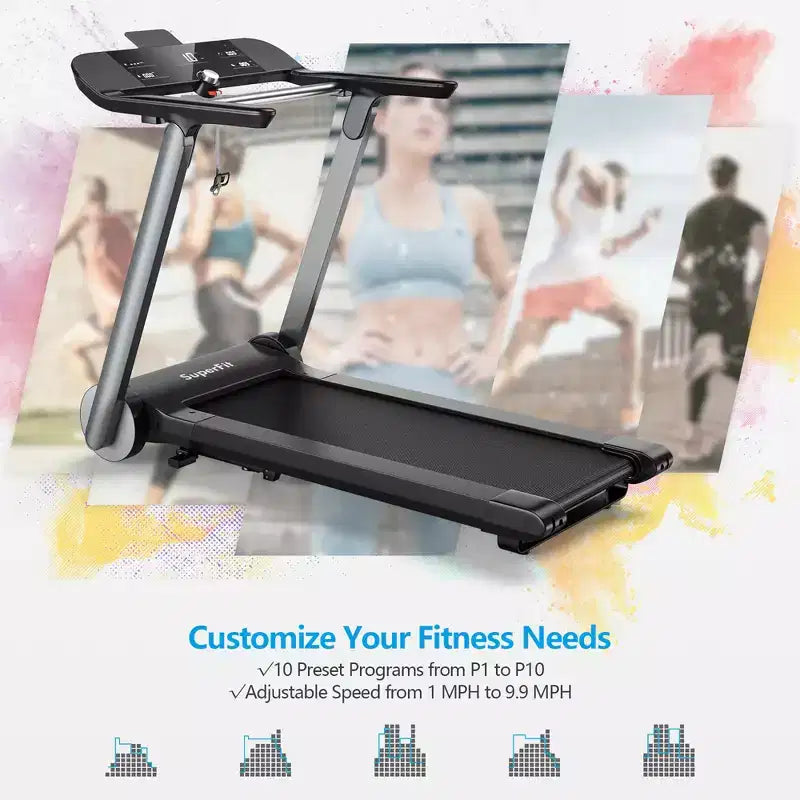 Tapis roulant elettrico pieghevole Costway, macchina da jogging, 10 programmi preimpostati, Bluetooth