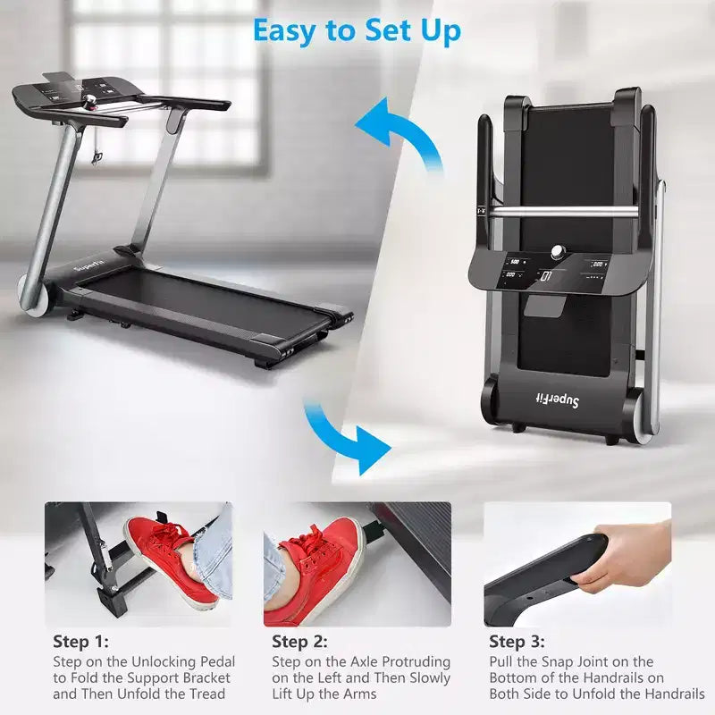 Tapis roulant elettrico pieghevole Costway, macchina da jogging, 10 programmi preimpostati, Bluetooth